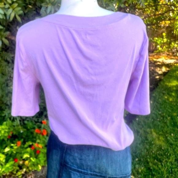 Talbots Lilac V-Neck Short Sleeve Top - Picture 4 of 6